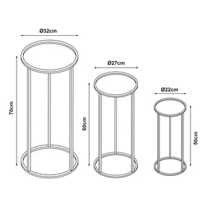 Set de 3 porte-plantes Nesodden de tailles variées métal noir [en.casa]