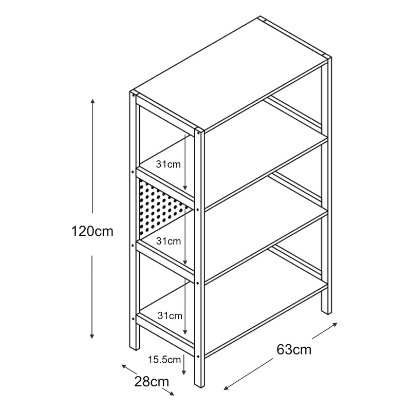 Maatschets Boekenkast Dønna schap 120x63x28 cm mdf zwart en houtkleurig [en.casa]
