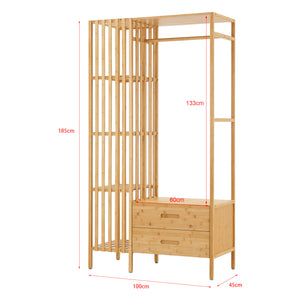 Kledingkast Varanger bamboe open kast 185x100x45 cm naturel [en.casa]