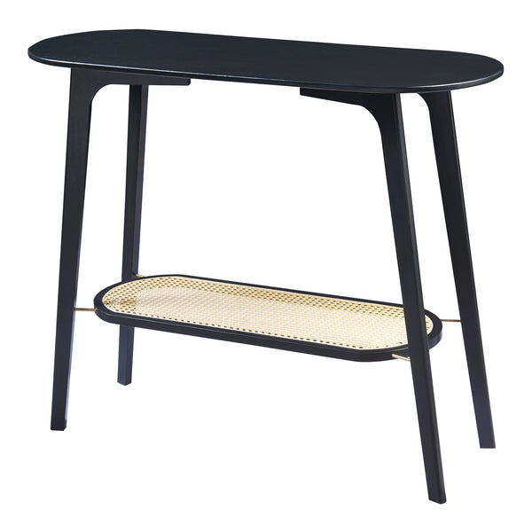 Table console Taivalkoski bambou 100 x 35 x 80 cm noir effet rotin [en.casa]