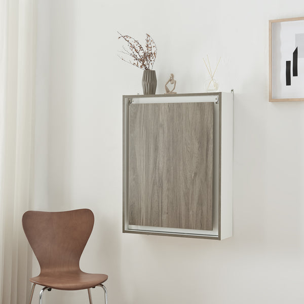 Bureau mural pliant Greve 72 x 77 x 59 cm blanc effet bois [en.casa]