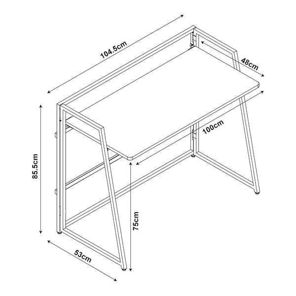 [en.casa] Bureau Ringerike opvouwbaar 104,5x53x85,5 cm zwart en walnootkleurig