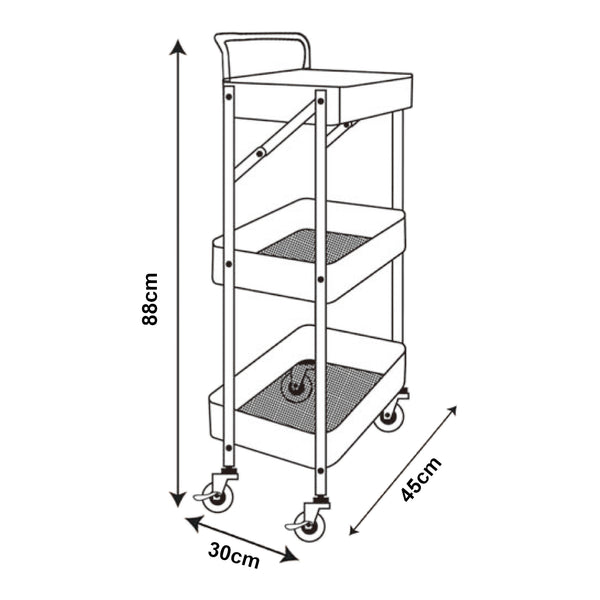 [en.casa] Keukentrolley Vörå 88x45x30 cm zwart