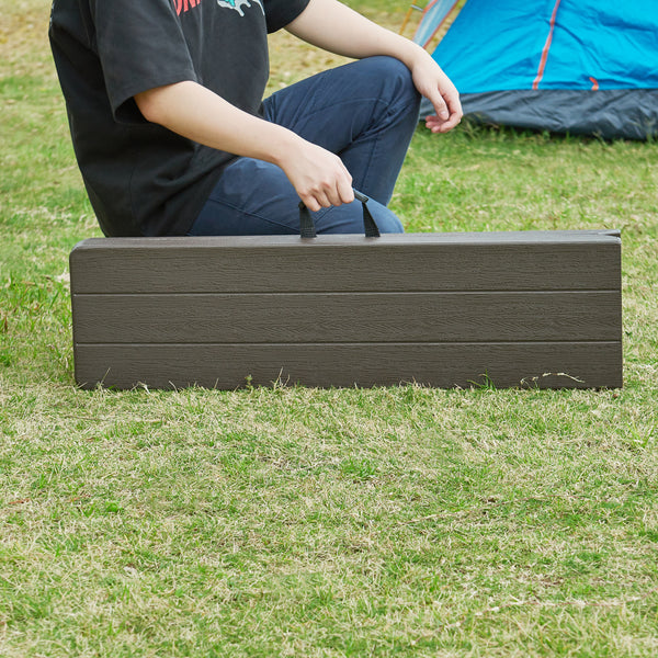 Lot de 2 bancs de camping pliables Lillestrøm 180 x 25 x 43 cm effet bois marron foncé [en.casa]