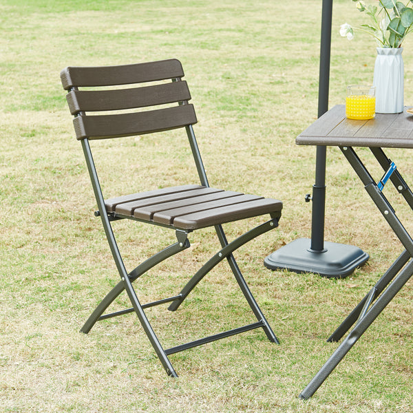 Klapstoel Lillestrøm set van 2 tuinstoelen 81x46x58 cm houtlook donkerbruin [en.casa]