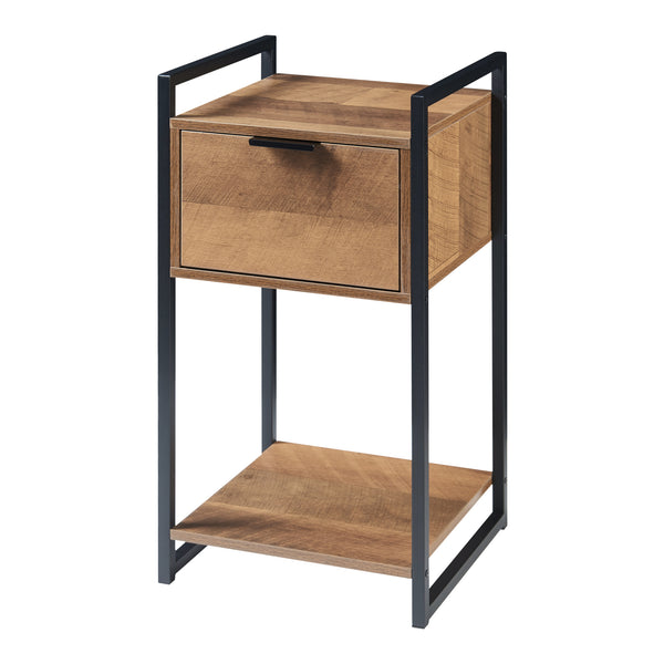 Table d'appoint Namsskogan panneau de particules métal 62 x 33 x 32 cm effet noyer noir [en.casa]