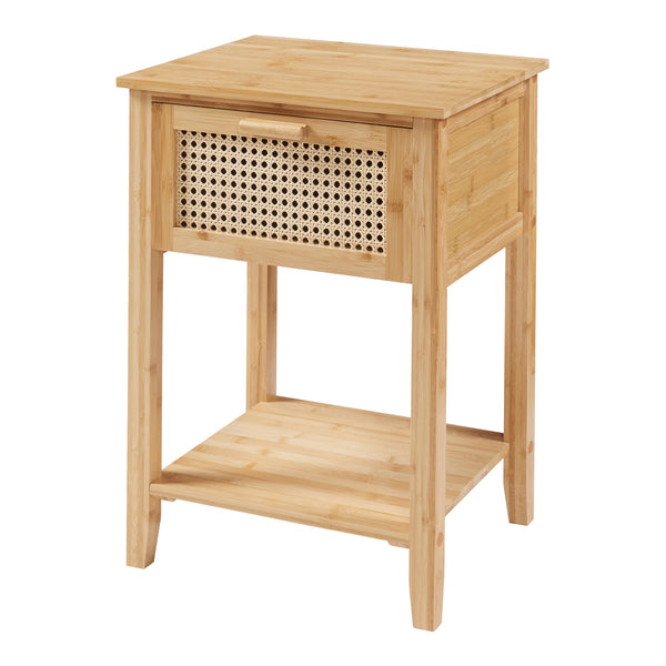 Nachtkastje Leirfjord 60x40x35 cm naturel en rotan look [en.casa]