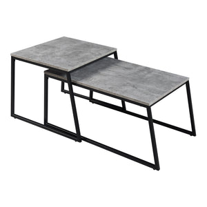 Lot de 2 tables basses gigognes Hyllestad noir effet béton [en.casa]