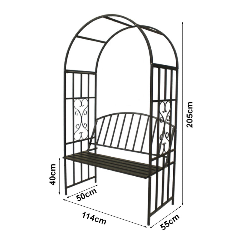 Maatschets Pergola Barile met bank 205x114x55 cm zwart casa.pro