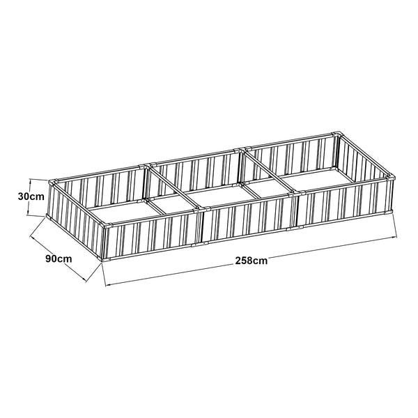 Moestuinbak Albrandswaard met 1 paar handschoenen 258x90x30 cm antracietgrijs [en.casa]