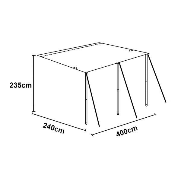Voortent Beuningen 400x240x235 cm grijs pro.tec