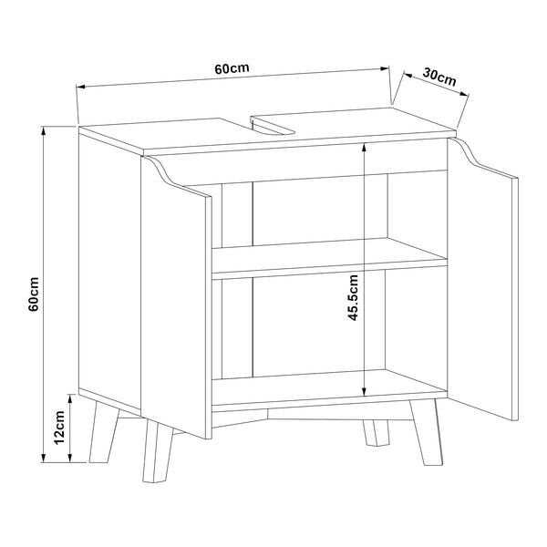 Meuble sous lavabo Overath 60 x 60 x 30 cm gris naturel [en.casa]