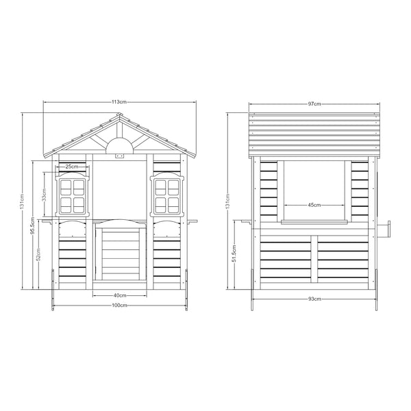 Houten speelhuis Acciano 131x113x97 cm naturel en grijs casa.pro
