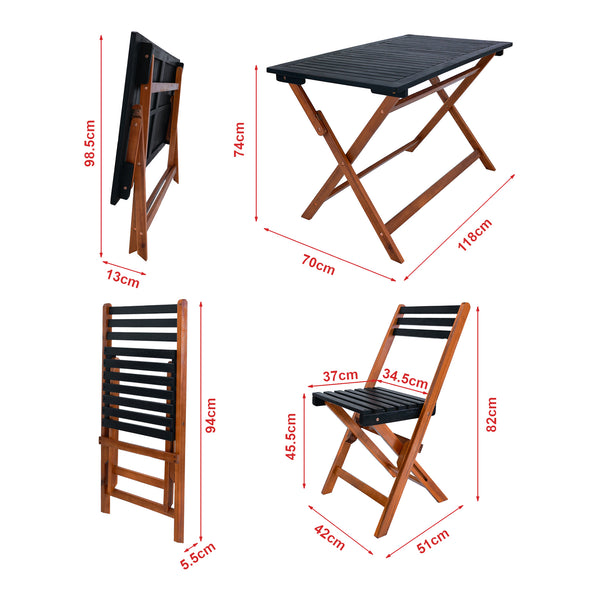 Tuinset Altamura 5-delig tuintafel met 4 tuinstoelen houtkleurig en grijs FSC®-gecertificeerd [en.casa]