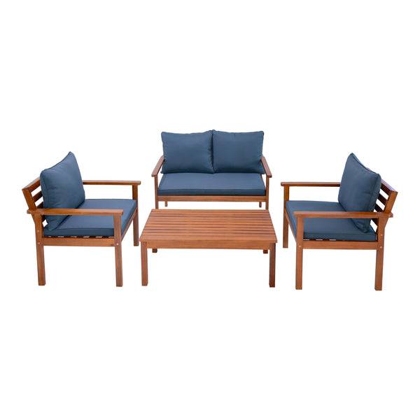 Tuinset Brittoli 4-delig houtkleurig en grijs FSC®-gecertificeerd [en.casa]