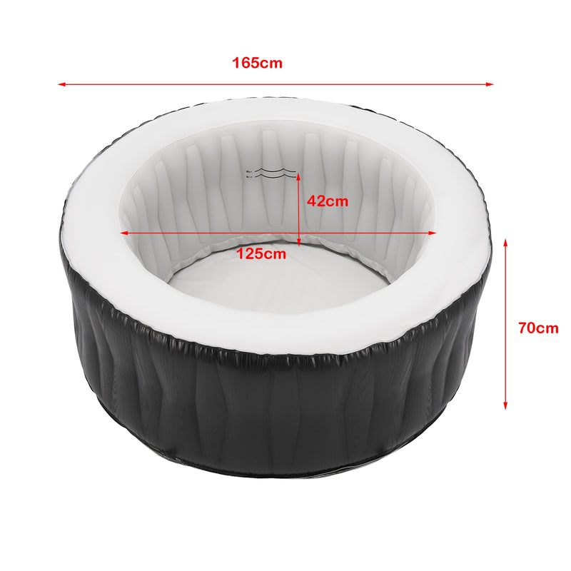 Maatschets Opblaasbaar bubbelbad Carbone voor 3 personen Ø165x70 cm zwart en wit pro.tec