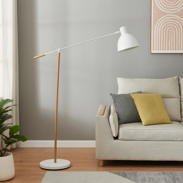 Staande lamp Banchory vloerlamp 163 cm houtkleurig en wit E27 lux.pro