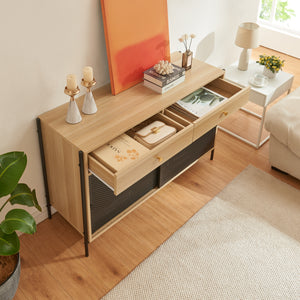 TV meubel Tysnes 120x40x75 cm eikenkleurig en zwart [en.casa]
