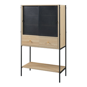 Houten kast Tysnes 140x80x40 cm eikenkleurig en zwart [en.casa]