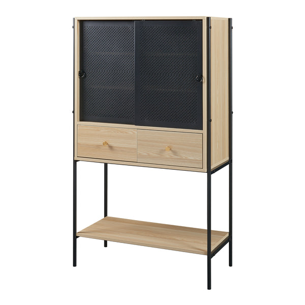 Houten kast Tysnes 140x80x40 cm eikenkleurig en zwart [en.casa]