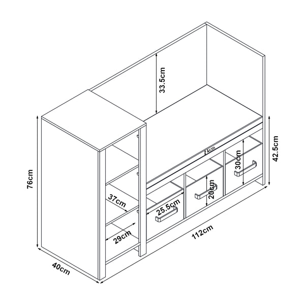 Kinderrek Høylandet met zitbank 76x112x40 cm [en.casa]