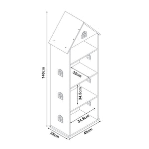 Kinderkast Leksand open kast 140x40x35 cm wit en roze [en.casa]