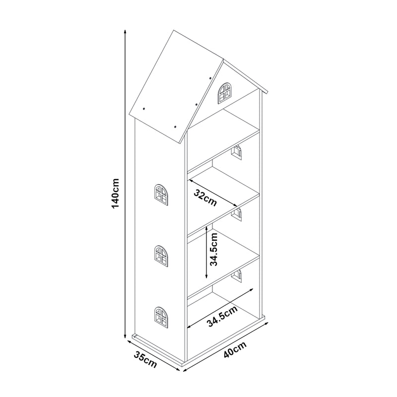 Maatschets Kinderkast Leksand open kast 140x40x35 cm wit en roze [en.casa]