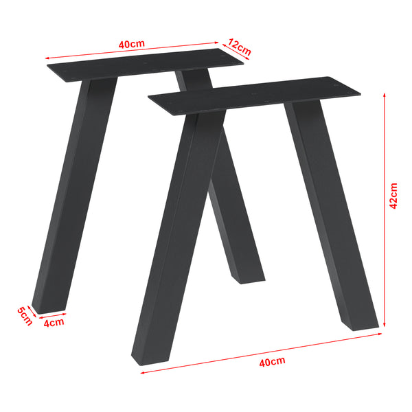 Lot de 2 pieds de table Mariager acier 42 x 40 cm noir [en.casa]
