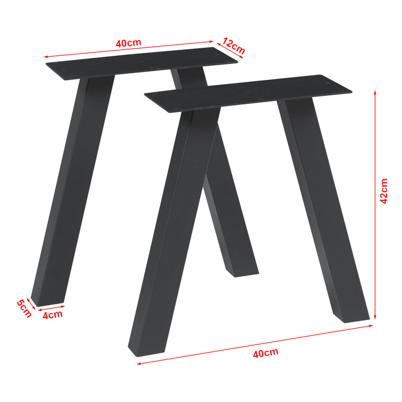 Croquis coté Lot de 2 pieds de table Mariager acier 42 x 40 cm noir [en.casa]