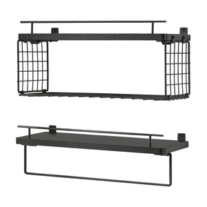 Wandplank Vik set van 2 zwart [en.casa]