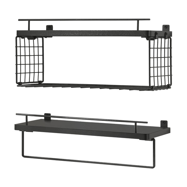 Wandplank Vik set van 2 zwart [en.casa]