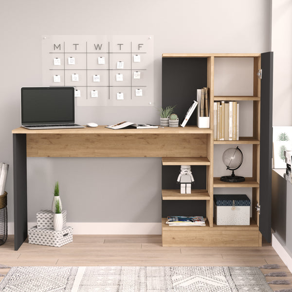 Bureau Varhalo 120x152,5x40 cm eikenkleurig en antraciet [en.casa]
