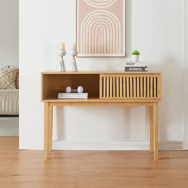 Consoletafel Ypäjä bamboe 110x39x80,5 cm naturel [en.casa]