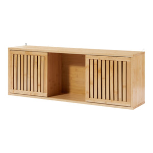 Badkamerkast Ypäjä voor wandmontage 93x20x33 cm bamboe naturel [en.casa]