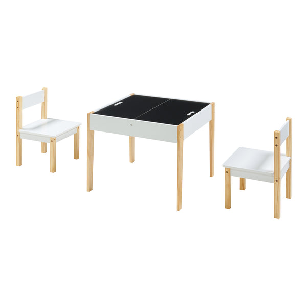 Ensemble de table et 2 chaises pour enfants Smedjebacken naturel blanc noir [en.casa]