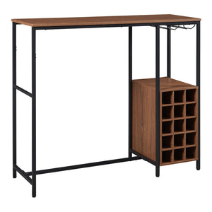 Table de bar Trøndelag 120 x 40 x 105 cm noir effet noyer [en.casa]
