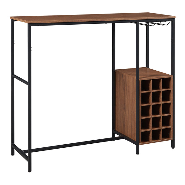 Table de bar Trøndelag 120 x 40 x 105 cm noir effet noyer [en.casa]