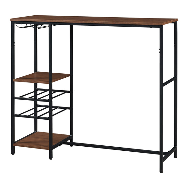 Bartafel Stjørdal 120x40x105 cm zwart en walnootkleurig [en.casa]