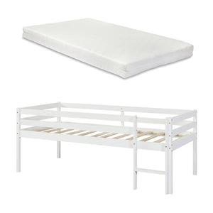 Lit enfant Siikalatva avec matelas à mousse froid bois de pin 90 x 200 cm blanc [en.casa]