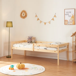 Kinderbed Sonkajärvi met onderschuifbed en matras 90x200 cm naturel [en.casa]