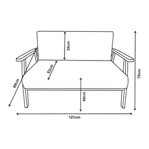 Canapé 2 places Kinda 121 x 69 x 75 cm gris [en.casa] 