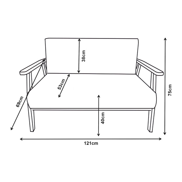 Canapé 2 places Kinda 121 x 69 x 75 cm gris [en.casa] 