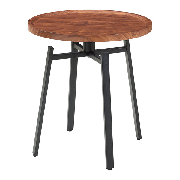 Bijzettafel Mippeena rond Ø50 cm walnootkleurig en zwart [en.casa]
