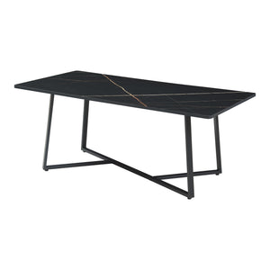 Table basse Riskiften 120 x 60 x 48 cm aspect marbre noir [en.casa]
