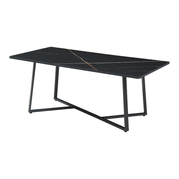 Table basse Riskiften 120 x 60 x 48 cm aspect marbre noir [en.casa]