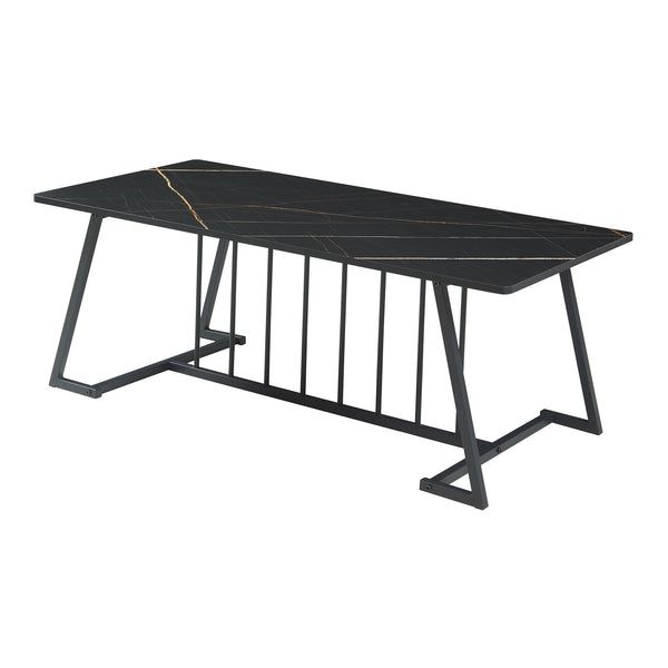 Table basse Nospoo acier aspect marbre noir [en.casa]

