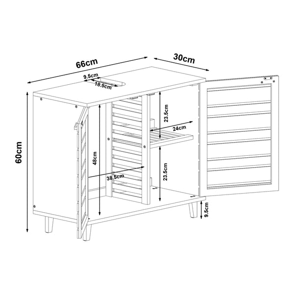 Wastafelonderkast Epind bamboe naturel 60x66x30 cm [en.casa]