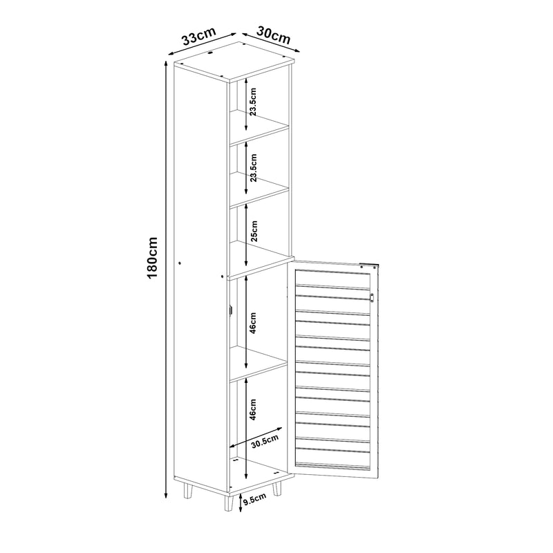 Maatschets Badkamerkast Epind 180x33x30 cm naturel [en.casa]