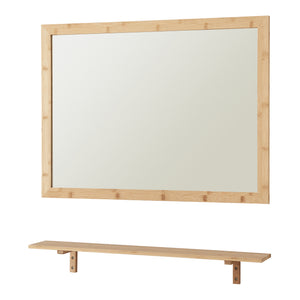 Wandspiegel Boksereys 80x60 cm met plank bamboe naturel [en.casa]