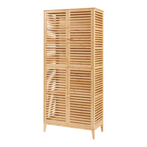 Armoire de salle de bain Raurgela bambou 180 x 80 x 40 cm naturel [en.casa]